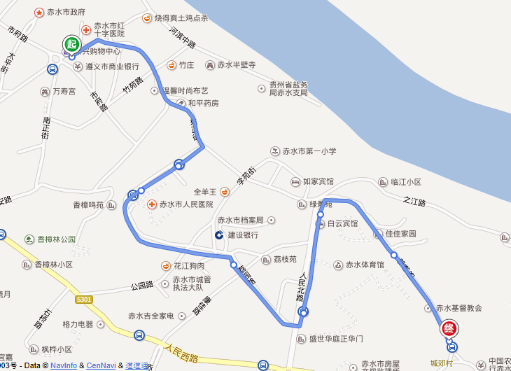 赤水市公交1路路線地圖