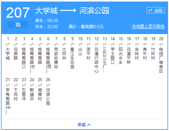 貴陽公交207路路線示意圖