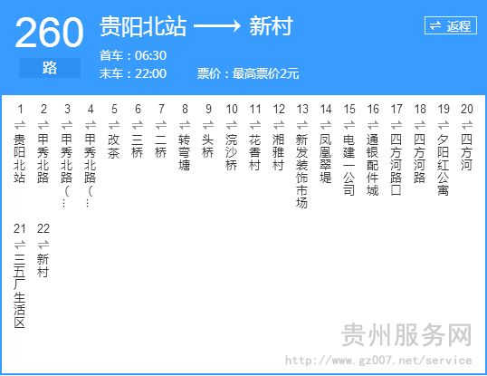 貴陽市260路公交路線