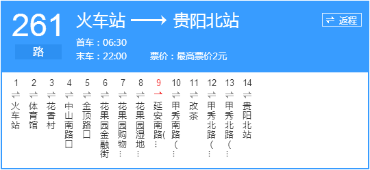 貴陽公交261路公交線路