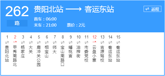 貴陽262路公交車路線