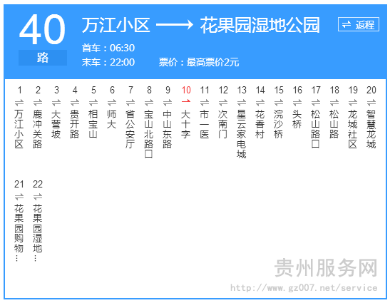 貴陽(yáng)公交40路路線示意圖