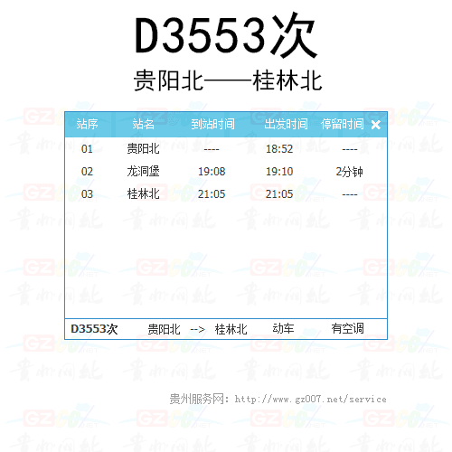 D3553次動車時刻表